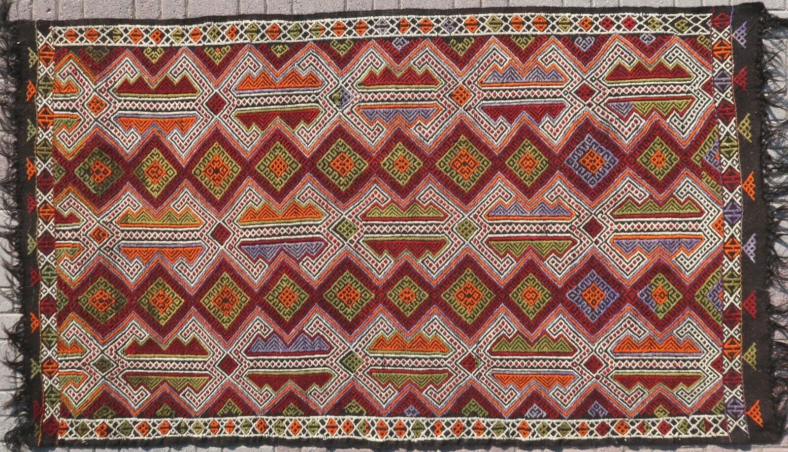 Area Rugs, Vintage Turkish Nomads Rug, Wool Kilim, Teppich 64X109" Kelim, Carpet