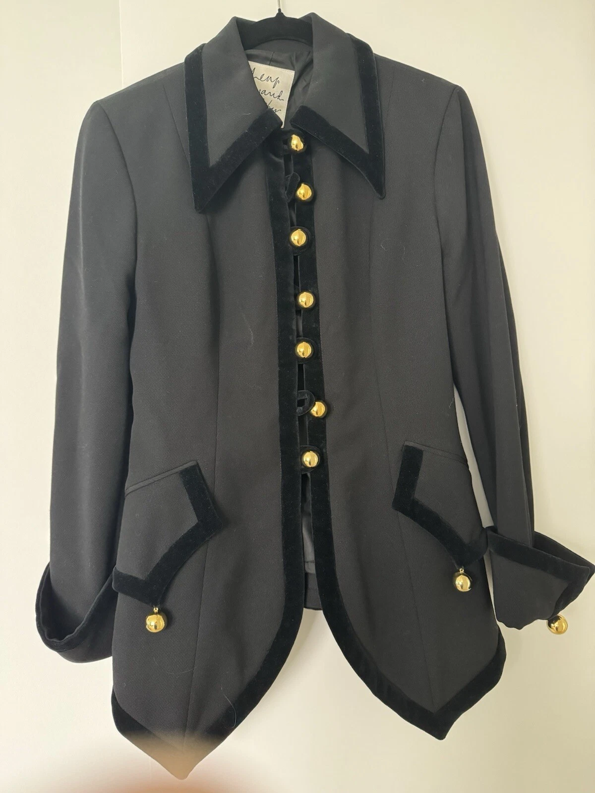 MOSCHINO BLAZER VINTAGE ECONOMICO E CHIC FAVOLOSO COMBINAZIONE DI LANA NERA 10