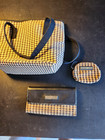 Longaberger Homestead Small Tote Bag Wallet & Coin Purse Black Beige Check (Dm)