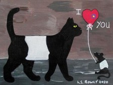 GALLOWAY CAT VALENTINE RAT Original Scottish Impressionist Oil Painting LS ROWLY