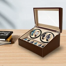 4+6 Rotation Winders Display Case Automatic Watch Box Storage Organizer Retail