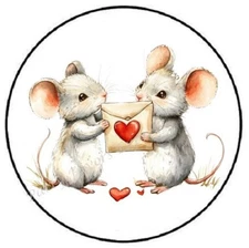 MICE LETTER MAIL VALENTINES DAY ENVELOPE SEALS LABELS STICKERS PARTY FAVORS