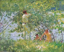 Leafy June Painting by Henry Scott Tuke Art Reproduction