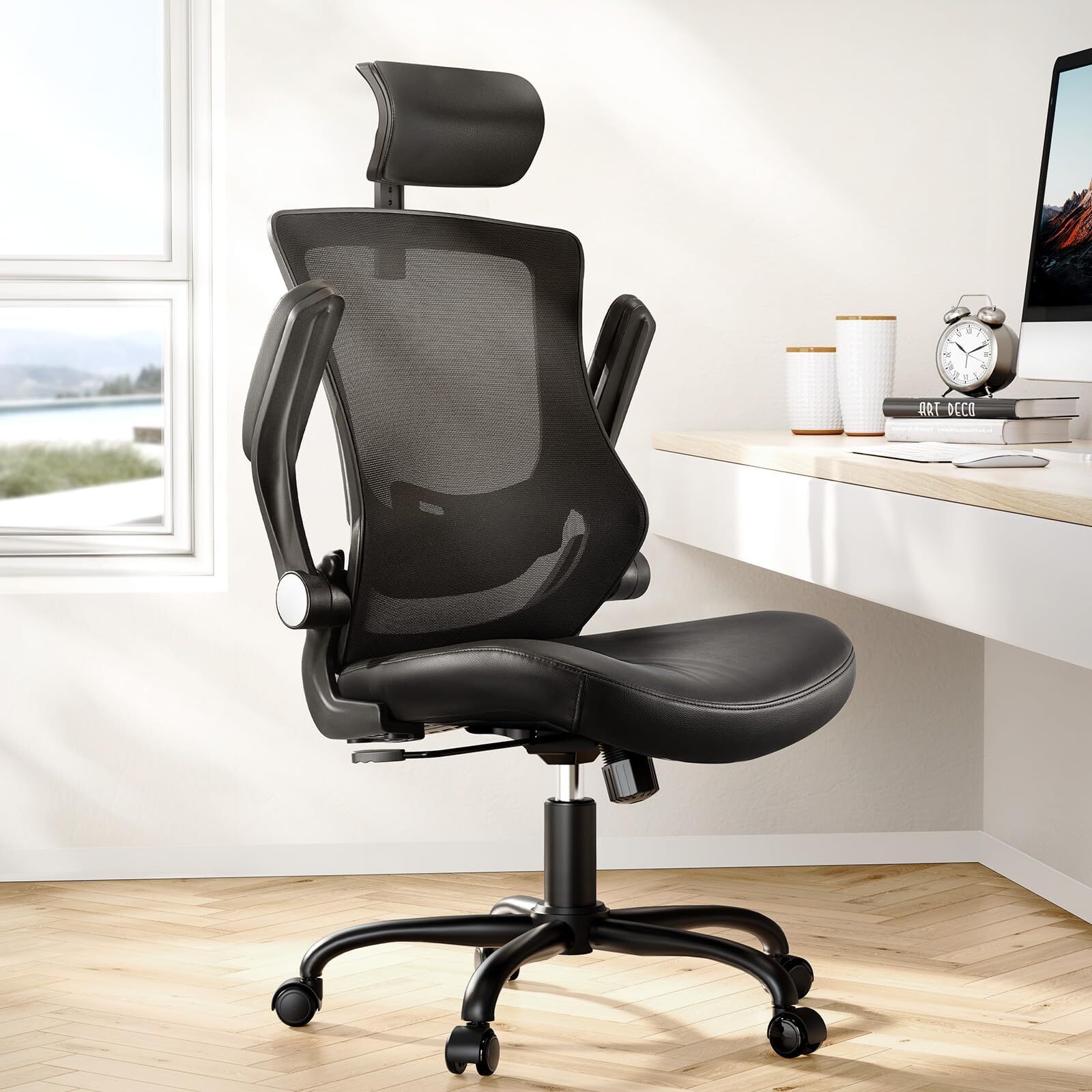 Ergonomic 360 Swivel Mesh Office Chair with Wide Seat for Comfort