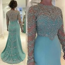 Sequins Mother of The Bride Dresses Long Sleeves Evening Prom Gowns Plus Size