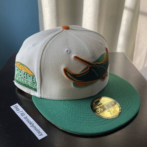 New Era Tampa Bay Devil Rays 7 1/8 Not Hat Club 4UCaps Tropicana OJ 2tone Aux