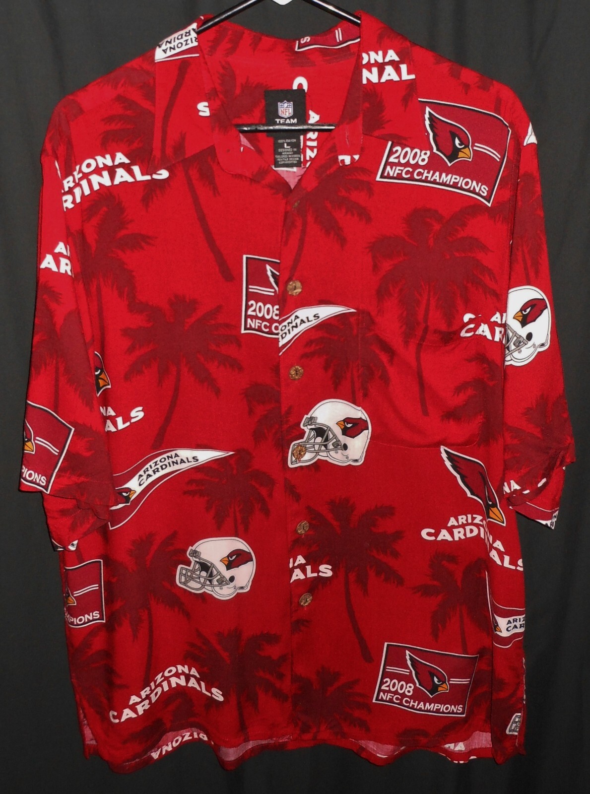 Arizona Cardinals Hawaiian Shirt NFL Team Apparel Classic Logo Large | eBay