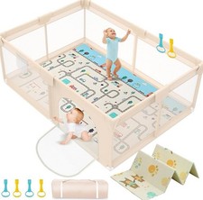Baby Playpen with Mat 79x71inch - Extra Large Play Pen for Babies and Toddlers I