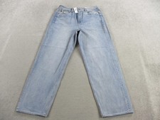 American Eagle Jeans Womens 14 Regular 32W Baggy Light Wash Straight Stretch NWT
