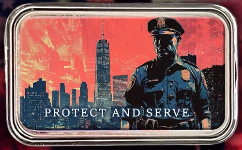 2025 American Service Workers Hero Bar- Police 1oz .999 Silver- Mintage 250