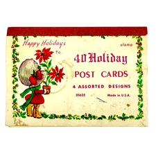 Vintage Holiday Postcards Pad 40 Postcards 4 Designs 1960s Tuppence Ephemera