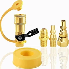 MCAMPAS 1/4" Propane Quick Connect 1/4 Kit, Yellow 