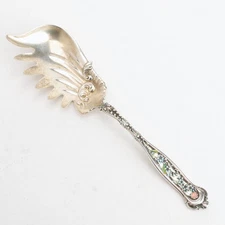 Dresden (1896) by Whiting Enameled Sterling Silver Macaroni Server 115g No Mono