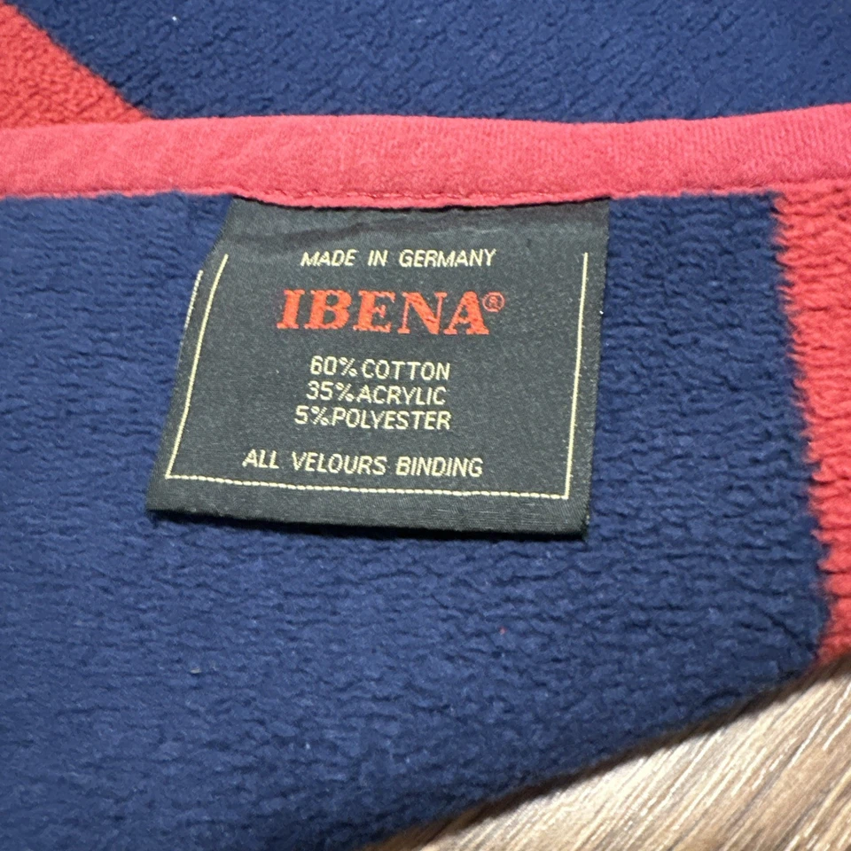 Ibena Fleece Blanket Germany Reversible Blue Red White Cozy Throw Stripes 73x56 - Image 4 of 4