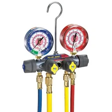Yellow Jacket 49960 Mechanical Manifold Gauge Set, 4-Valve