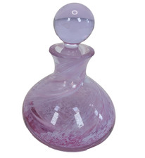Vintage Caithness Art Glass Perfume Scent Bottle Pink Swirl with Stopper Ja1