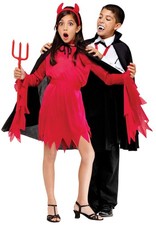 Kid's Black Fabric Cape Halloween Accessory - One Size