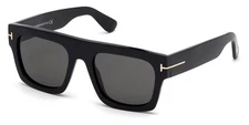 New Tom Ford Men Geometric Sunglasses FT0711 01A Shiny Black /Smoke Lens 53mm