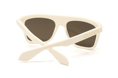 Gucci White Acetate 57mm Sunglasses! Gucci - Acetate Oversized Sunglasses with Crystals - White  main image 2