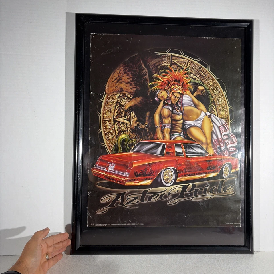 Póster impreso arte azteca mexicano vintage Lowrider coche cholo cultura chicana decoración Foto 3 de 4