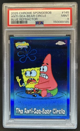 2025 Topps Chrome SpongeBob Sapphire The Anti-Sea-Bear Circle #145 PSA 9