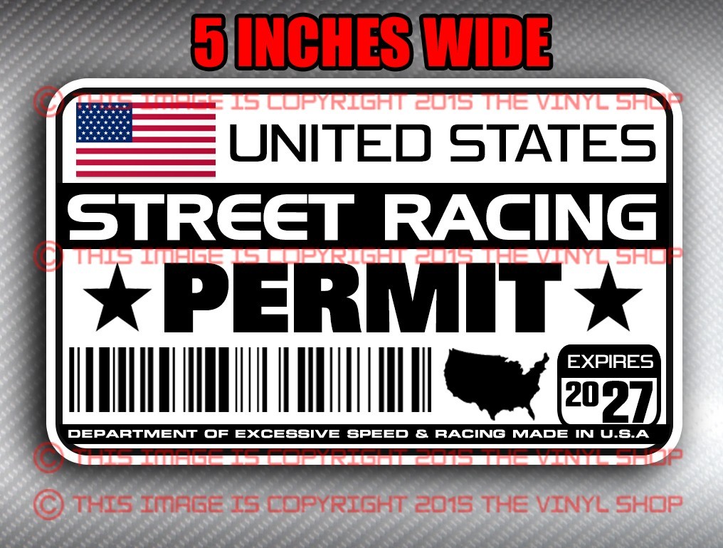 Street Racing Permit decal sticker, drag racing, NHRA IHRA grudge decal ...