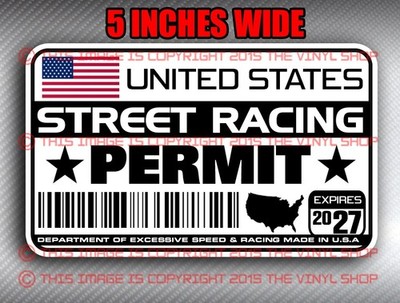 Street Racing Permit decal sticker, drag racing, NHRA IHRA grudge decal sticker
