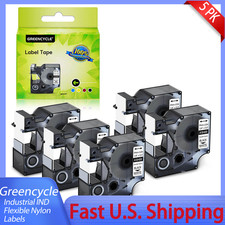 5PK Black on White IND Flexible Nylon 3/4" Label Tapes 18489 for DYMO Rhino 6000