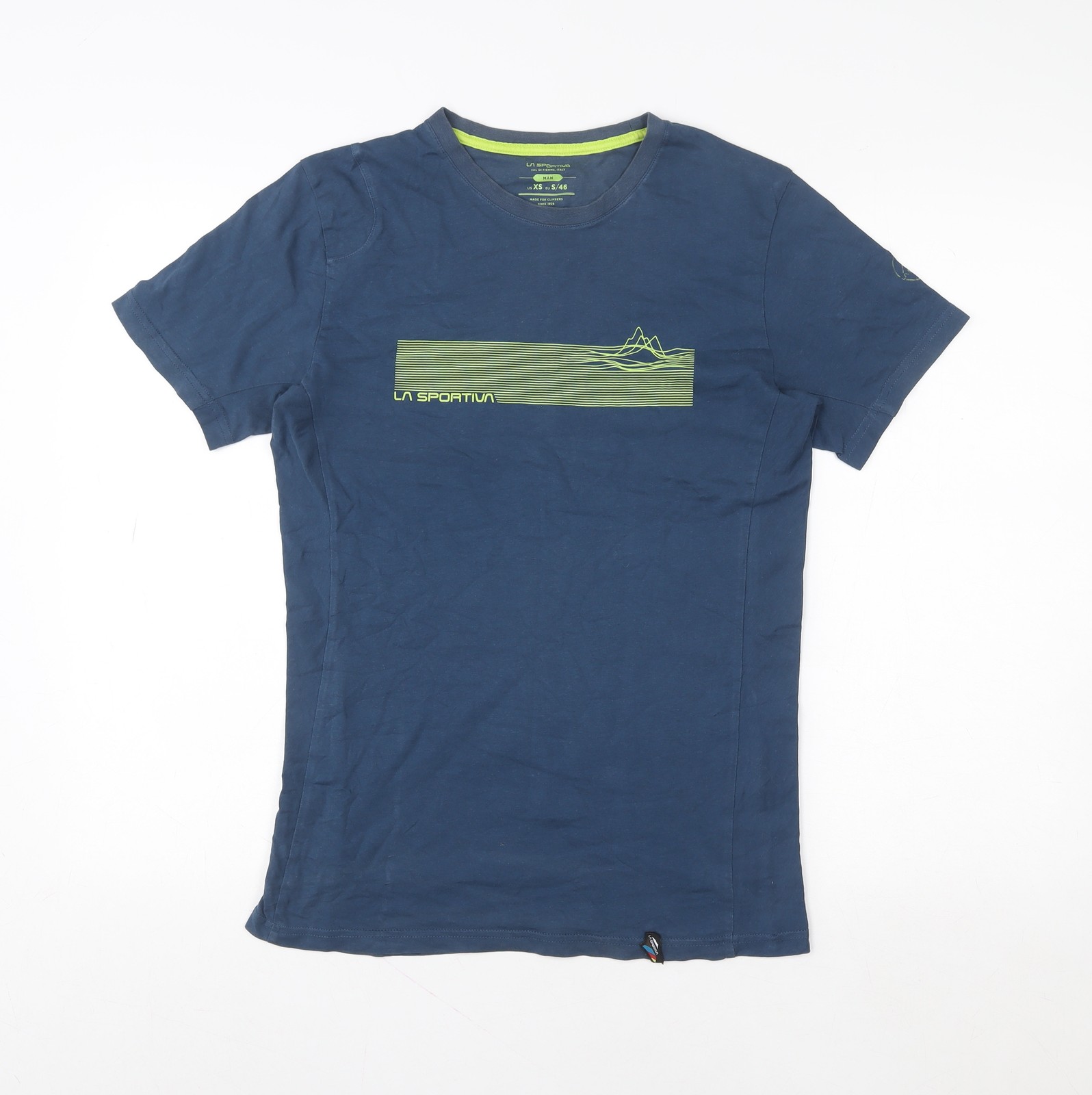 Camiseta de algodón para hombre La Sportiva azul gráfico exterior talla S