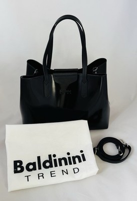 Baldinini Trend Designer Handtasche Leder Schwarz Shopper Tote   Made in Italy