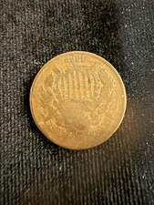 1869 Two Cent Piece 2C Ungraded Post Civil War Date US Copper Coin