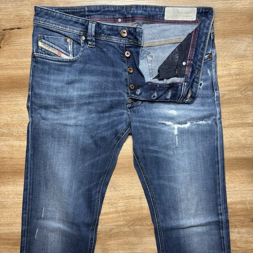 Diesel Jeans Herren 34x35 Blau Larkee Straight Leg Stretch Denim Thrashed 0860L
