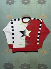 Vintage 80s head sportswear knit sweater ski snow cotton stars boxy medium