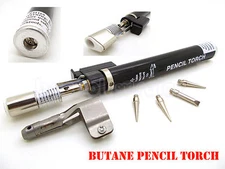 Refillable Butane PENCIL TORCH Soldering Iron Torch Jewelry Repair 4pc Nozzles