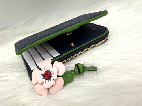 Portafoglio slim bifold nuovo con etichette originale Kate Spade New York In The Garden applicazioni floreali - Foto 17 di 19