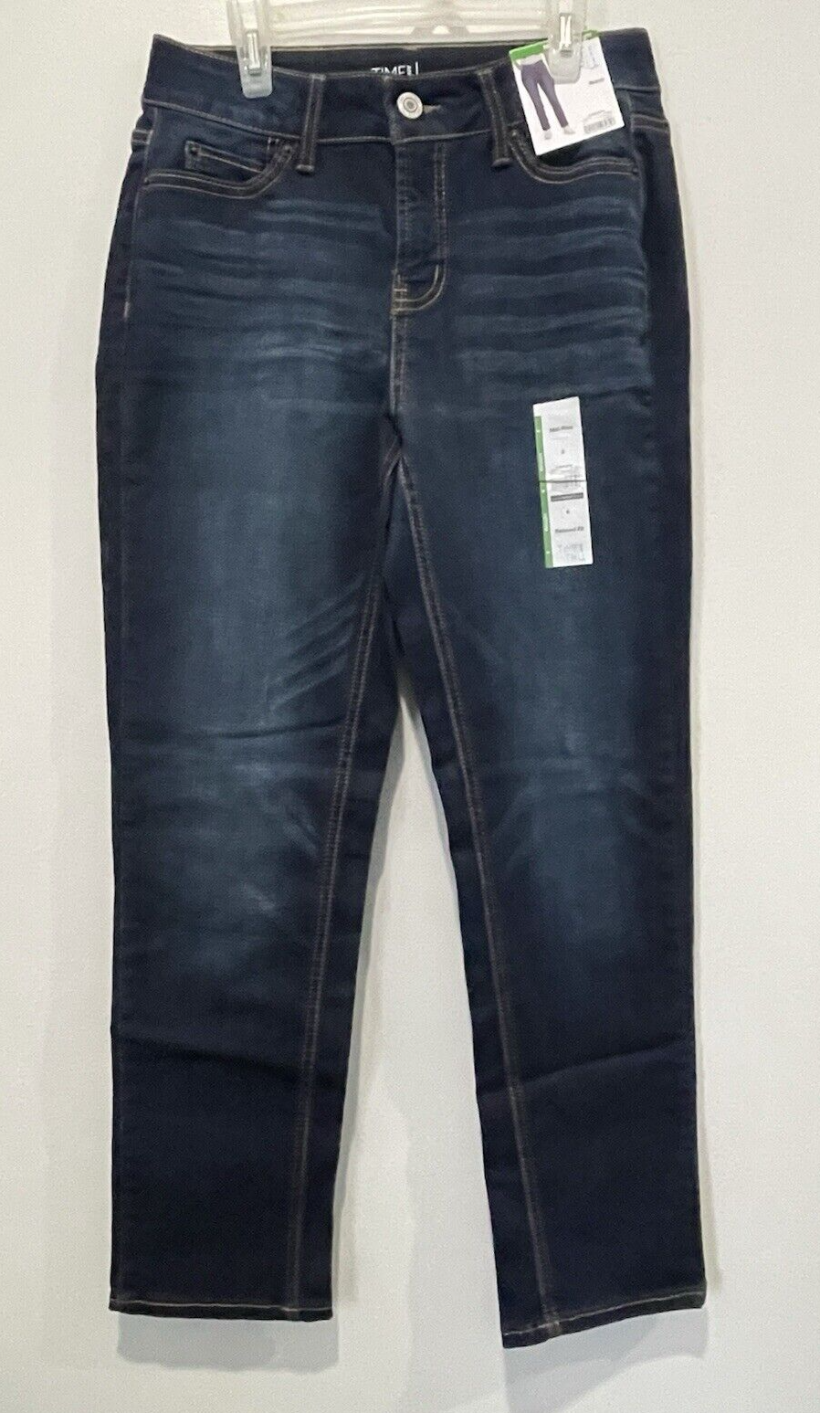 Time and Tru Womens Blue Mid-Rise Straight Stretch Jeans Size 6