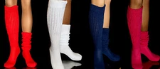 Slouch Scrunch Knee Socks Lg Hooters Uniform Run Ski yoga walk Halloween Costume