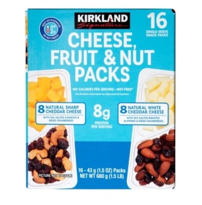HILLSHIRE Kirkland Signature Cheese, Fruit & Nut Snack Packs, Variety Pack, 1.5 oz, 16 ct
