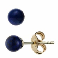Ohrstecker Mit Lapis-Lazuli Blau 4Mm 585 Gold Gelbgold Ohrschmuck, Damen