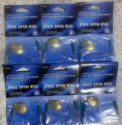 6 Packs South Bend Pike Spinner Rigs Size 2 Green Beads