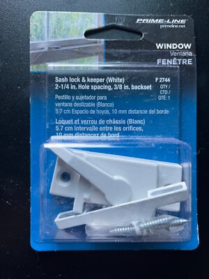 Prime Line F2744 White Diecast Vinyl Window Sash Lock 2-1/4 in. with Keeper