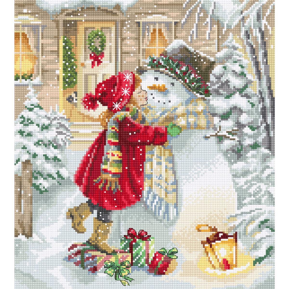 Letistitch counted cross stitch kit ""Winter Playtime"", 26x23cm, DIY