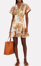 Alemais Short Dress Size AU 6 US 2 Sylvia Floral Mini Hemp Cotton Button New