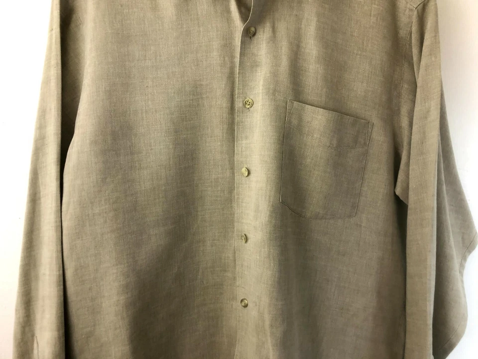 Club Room Men's Button Up Linen Cotton Blend Shirt Size Medium Wrinkle Resistant - Image 4 of 4