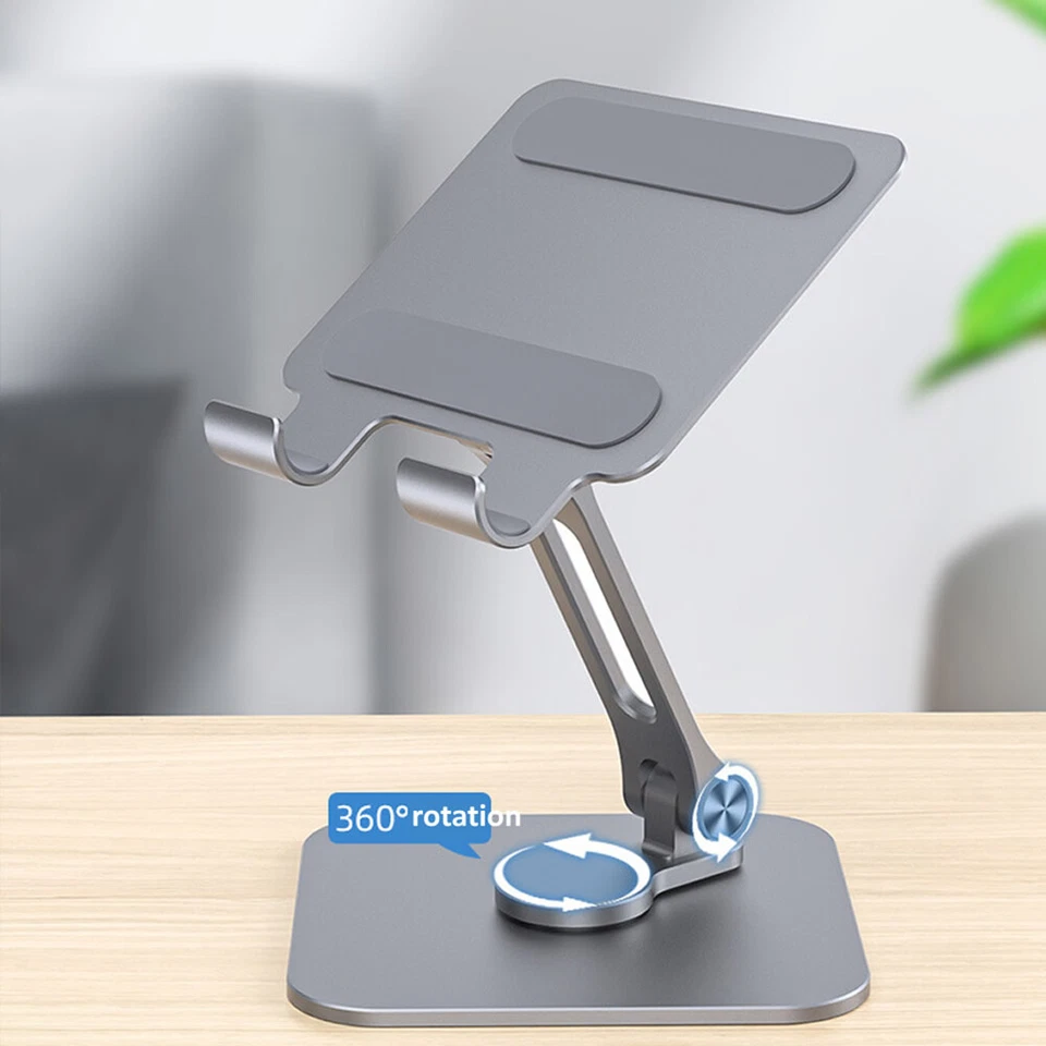 360° Rotation Metal Tablet Phone Holder Desktop Stand Foldable For iPad Pro 13 - Image 4 of 4