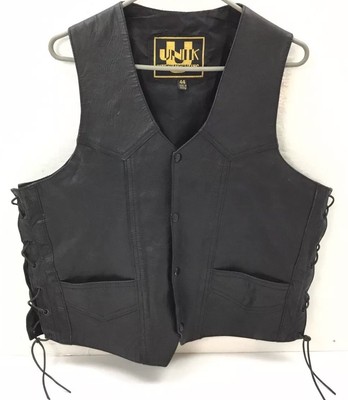 unik motorcycle vest Mens UNIK Motorcycle Vest Lace up sides Black Leather Size unik motorcycle vest Mens UNIK Motorcycle Vest Lace up sides Black Leather Size