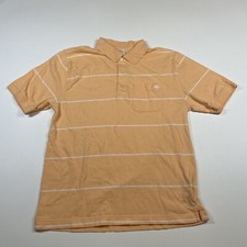 Brooks Brothers Shirt Men  s Small Peach White Stripe Short Sleeve Polo