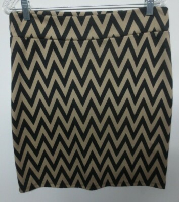 Azules Black/Tan Straight Geometric Pull On Wide Waistband Skirt Size XL