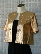 Gryphon Designer Metallic Rose-bronze Coated Linen Casual Cocktail Open Jacket~s