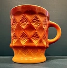 Vintage Anchor Hocking Fire King Kimberly Diamond Red Orange Mug Very Good